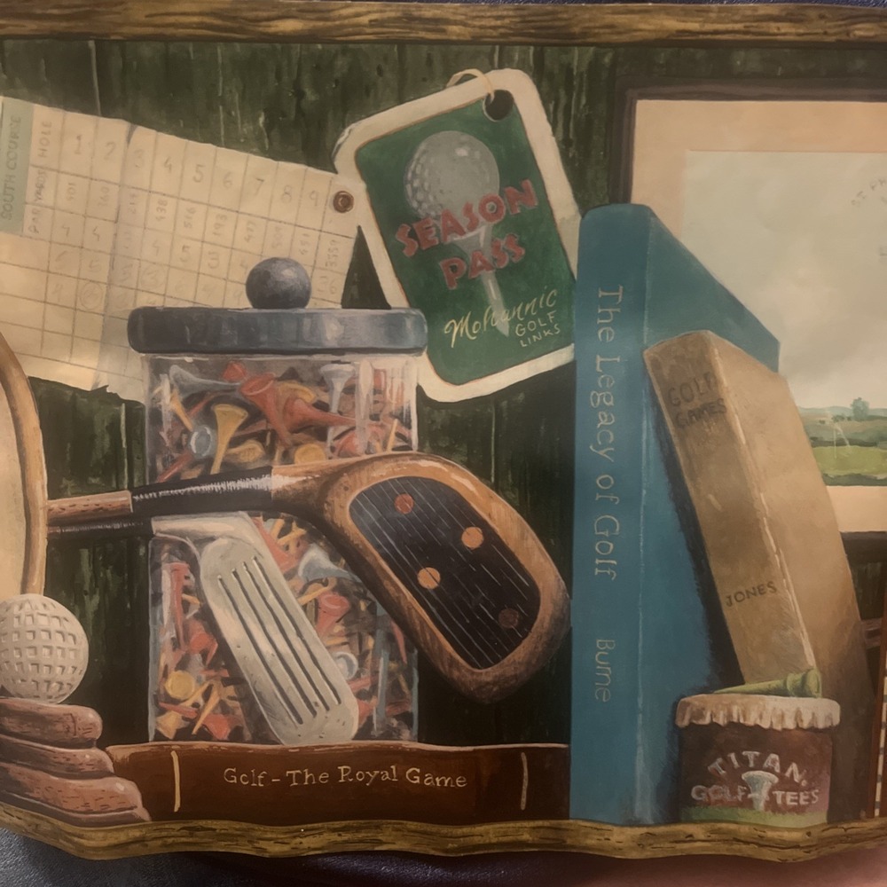 Vintage Golf Clubs Wallpaper Border - Multicolor Wall Decor Sunworthy